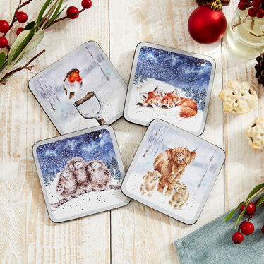 Wrendale Designs Winter Skies Coasters Set Of 4 Wrendale Designs Winter Skies Coasters Set Of 4